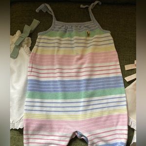 Ralph Lauren striped cotton oxford romper / Easter / 6 mos. / baby girl